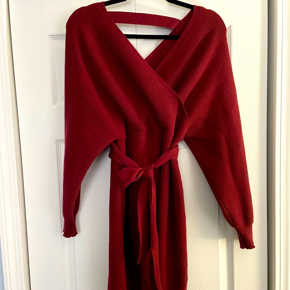 Red sweater dress